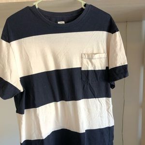 Jcrew blue and white striped short sleeved shirt